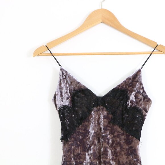 *Topshop Purple Crushed Velvet Black Lace Mini Dress - Picture 3 of 7